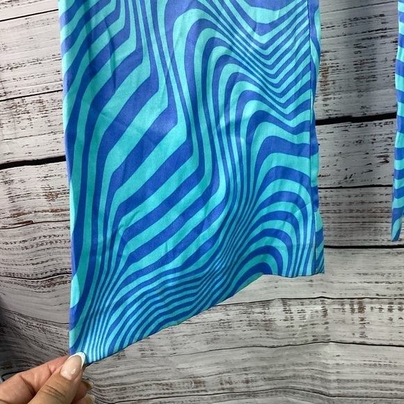 ZARA SIZE XS SPRING BLUE SATIN FLARE SUMMERPANTS 70’S INSPIRE SWIRL COSTUME NWOT - Picture 7 of 13